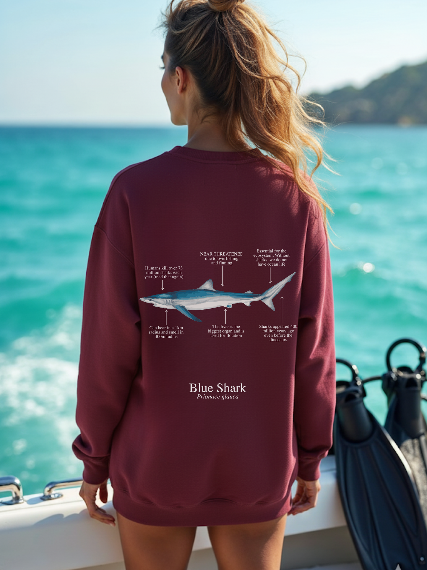 Sudadera premium Tiburón Azul - colores oscuros