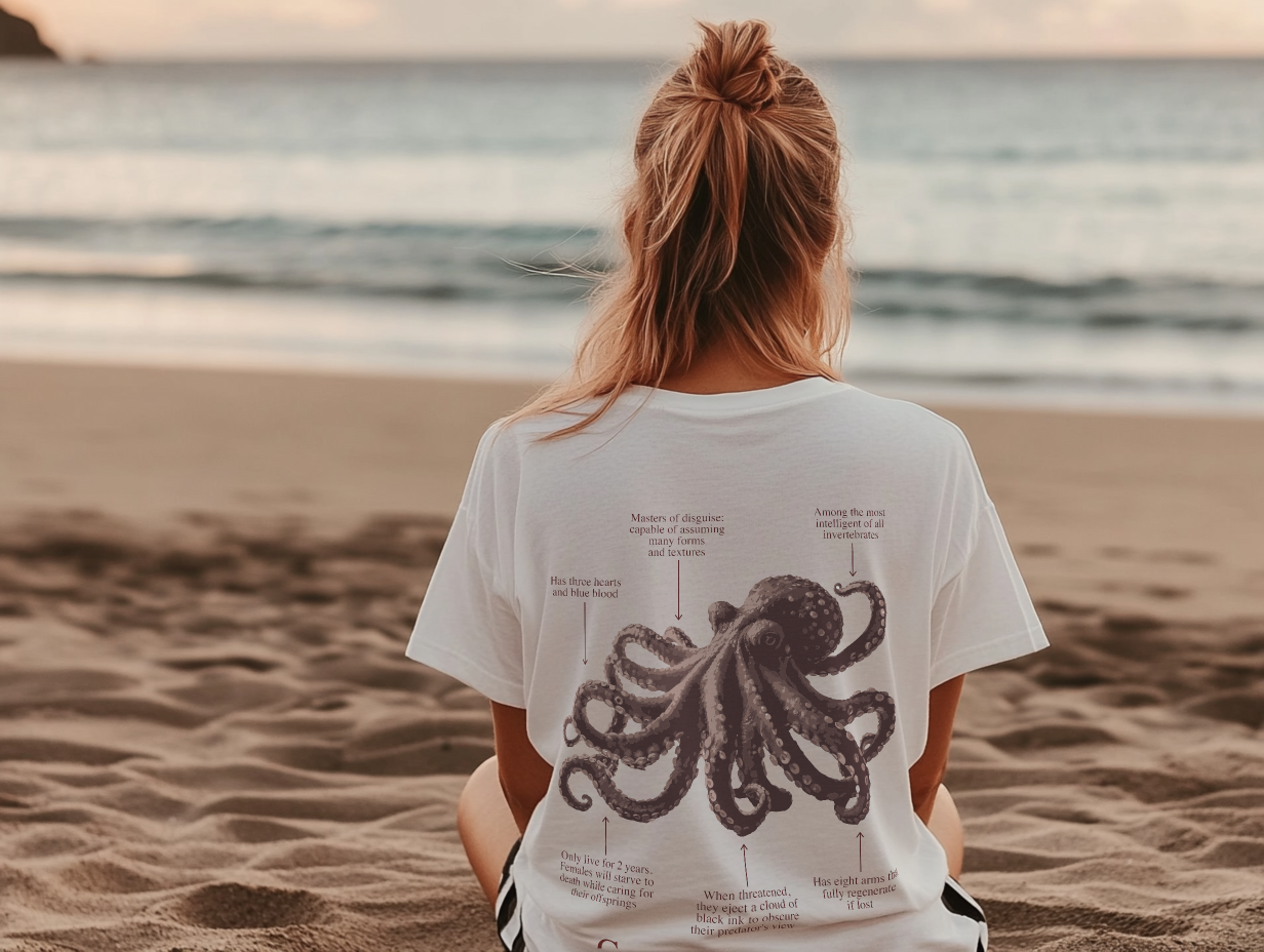 Camiseta 100% algodón Pulpo - colores claros - unisex