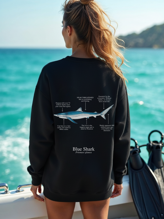 Sudadera premium Tiburón Azul - colores oscuros
