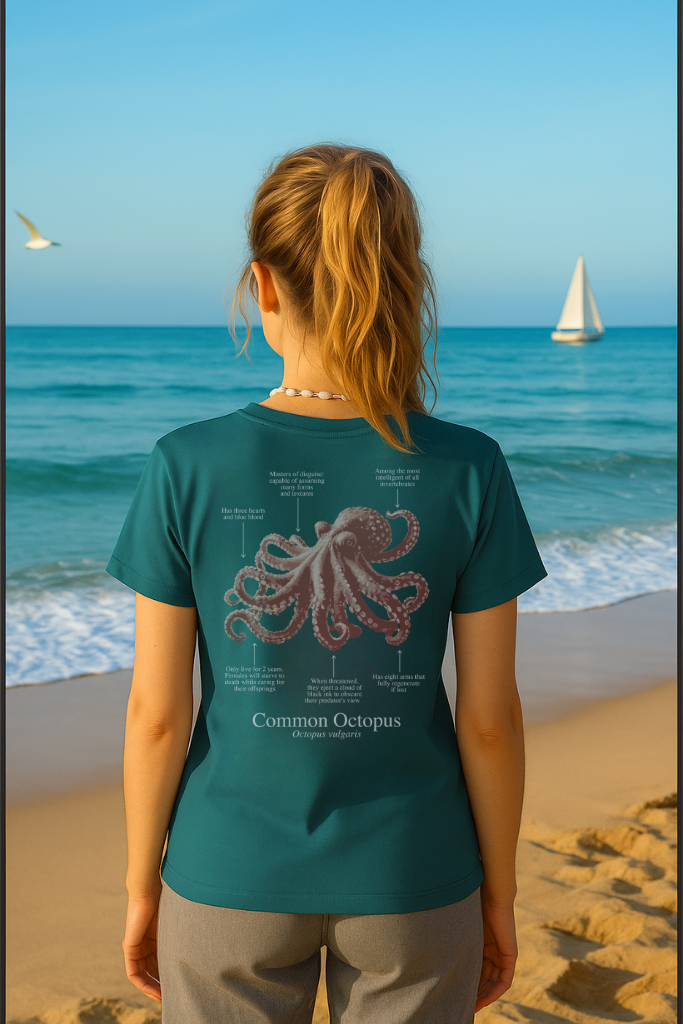 100% ECO cotton Octopus T-shirt in dark colors