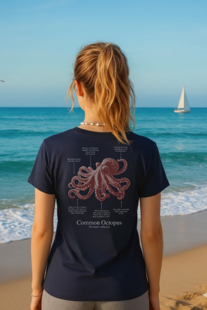 100% ECO cotton Octopus T-shirt in dark colors