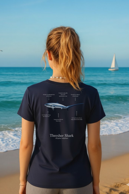 Camiseta de 100% algodón - Tiburón Zorro - colores oscuros - Unisex