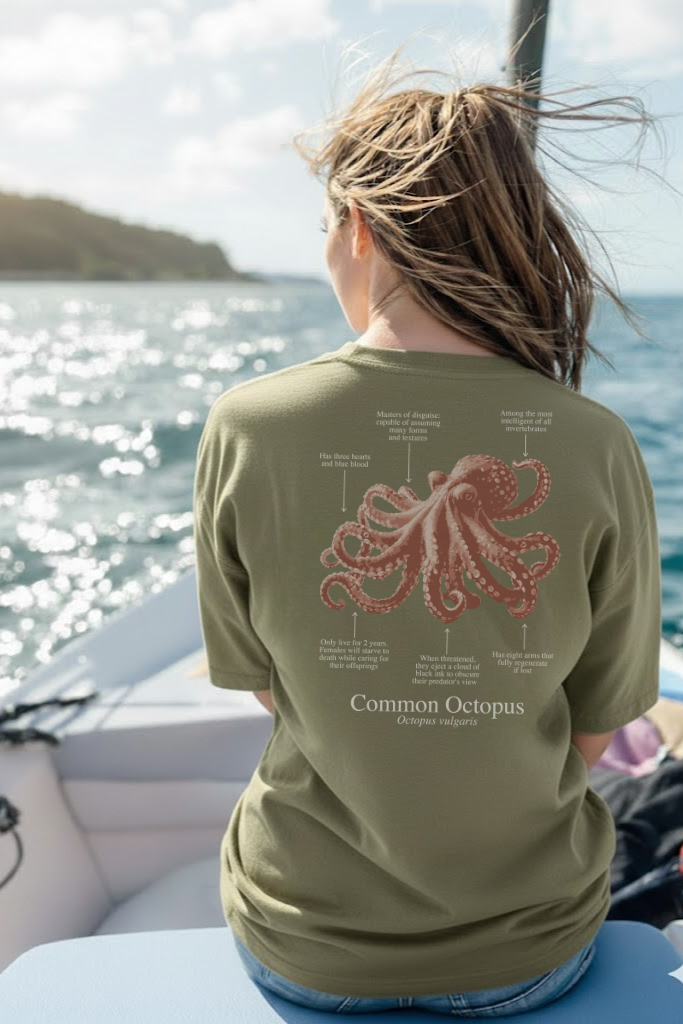 100% ECO cotton Octopus T-shirt in dark colors