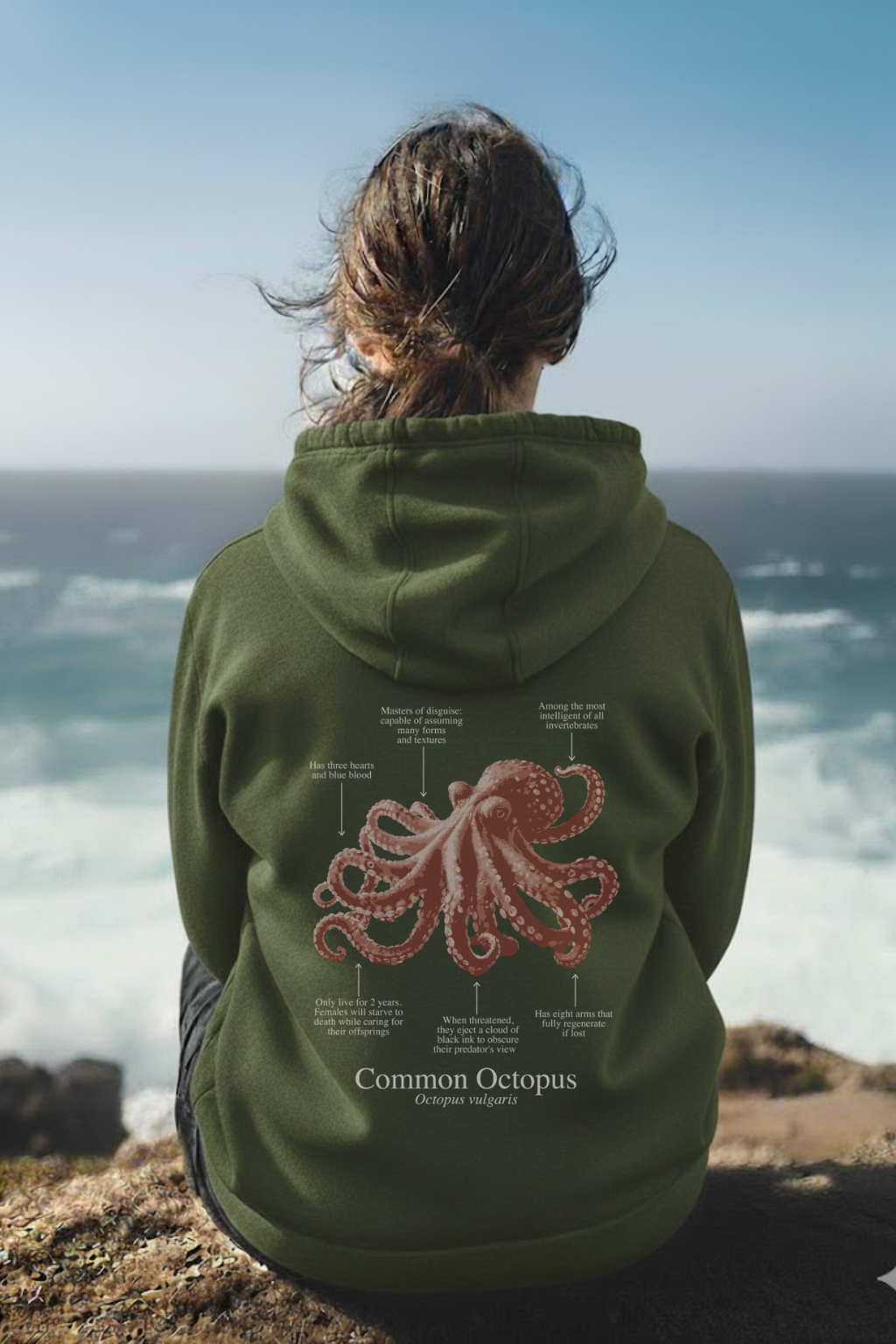 Hoodie (NEW) Pulpo colores oscuros