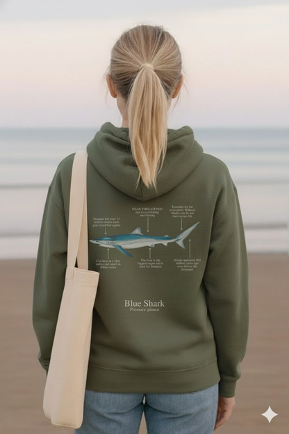 Hoodie (NEW) Tiburón Azul colores oscuros