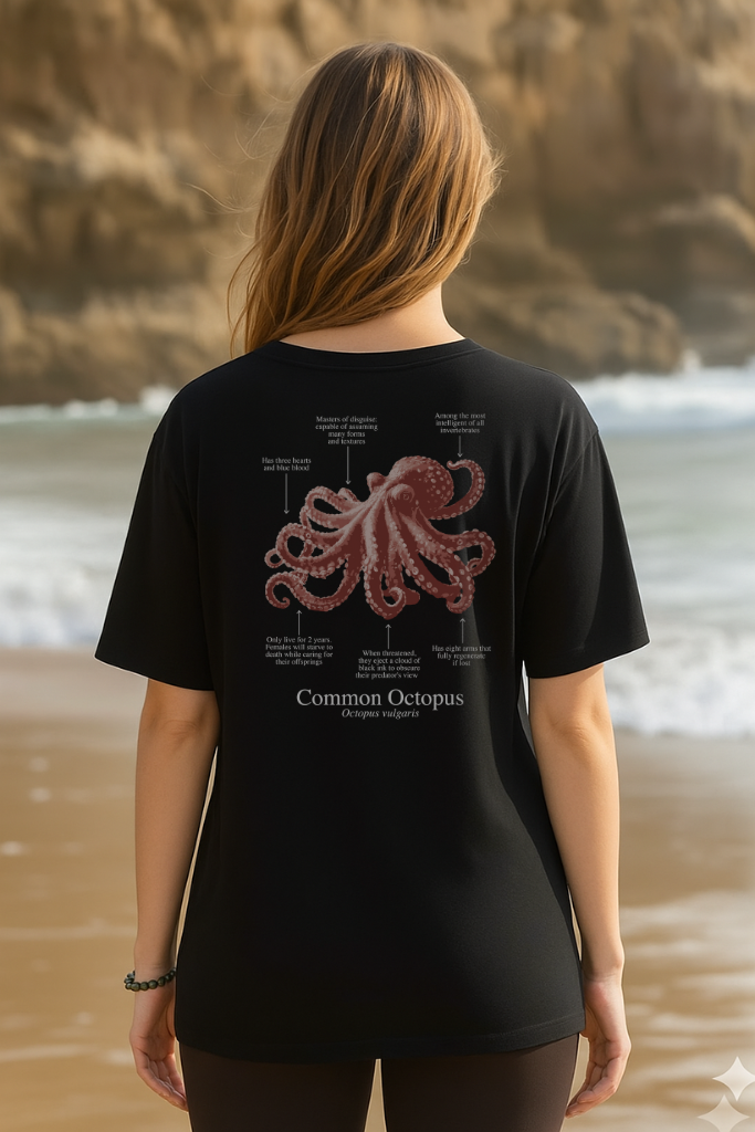 100% ECO cotton Octopus T-shirt in dark colors