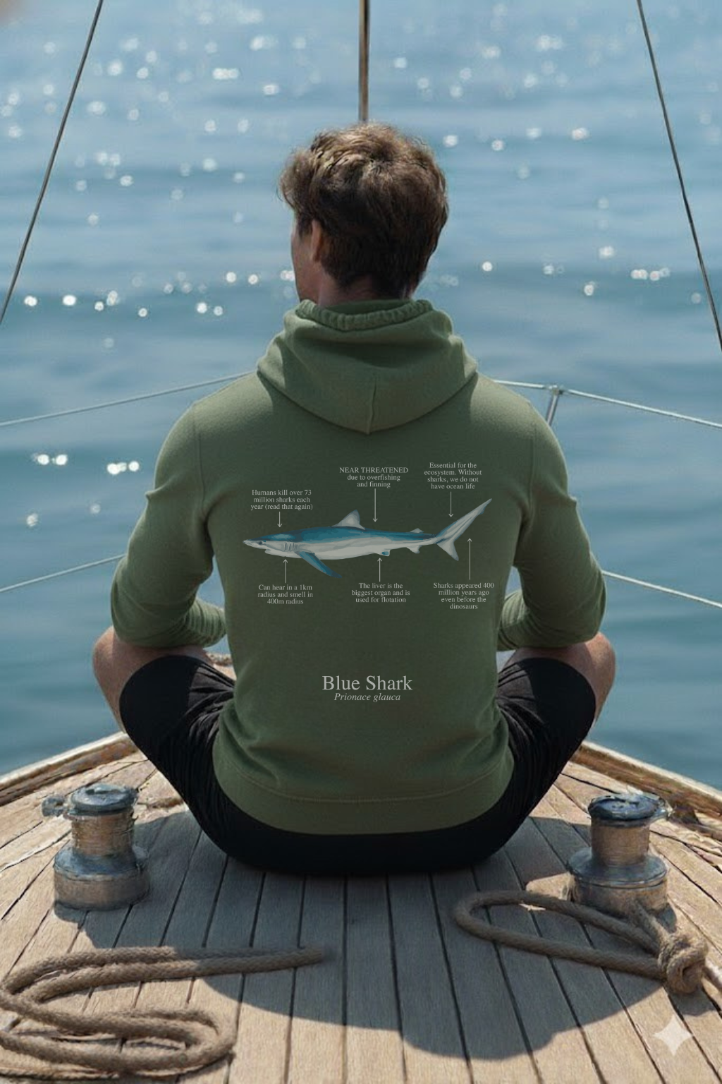 Hoodie (NEW) Tiburón Azul colores oscuros