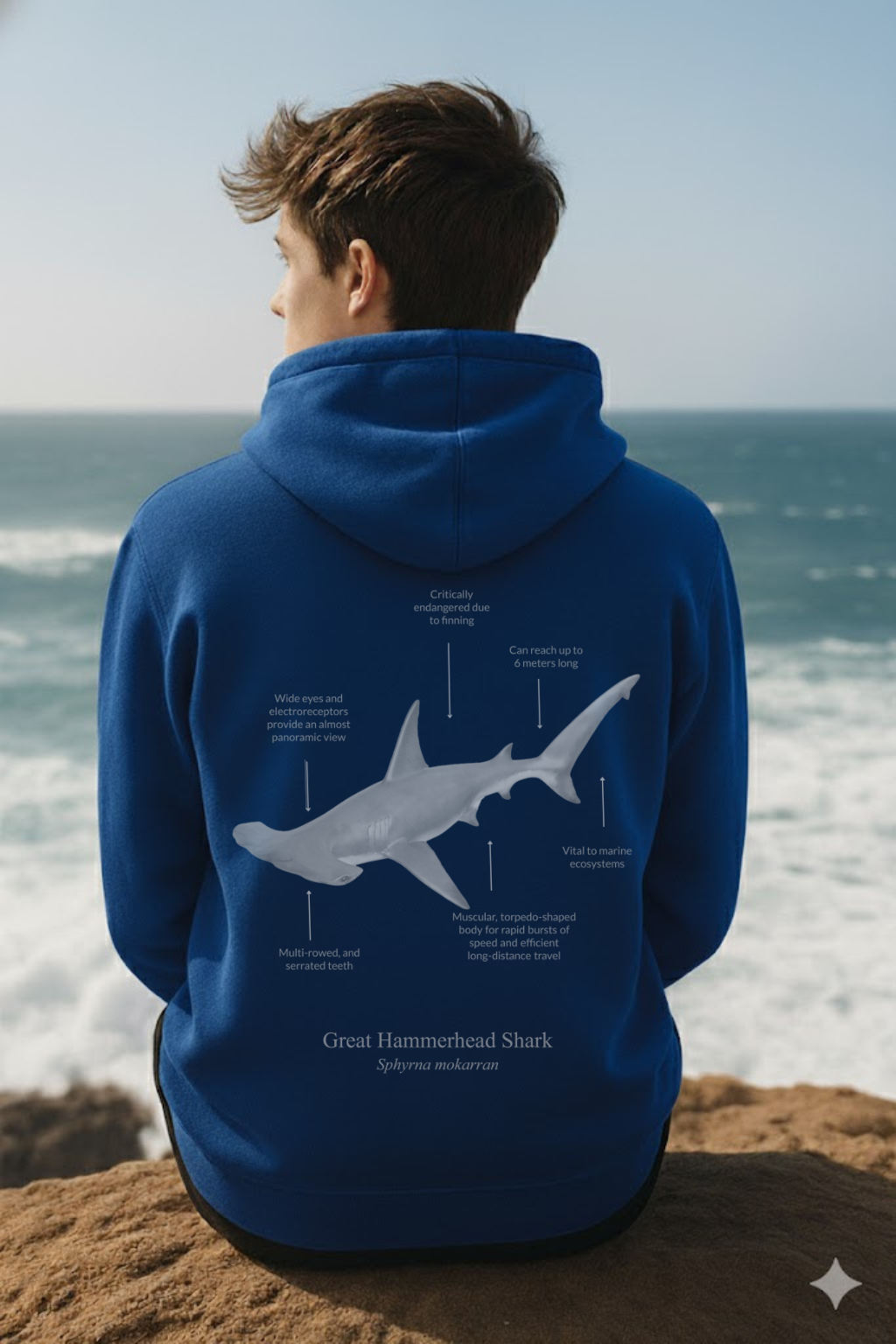 Hoodie (NEW) Tiburón Martillo colores oscuros