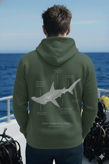 Hoodie (NEW) Tiburón Martillo colores oscuros