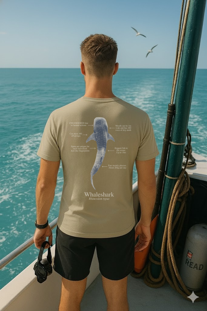 Camiseta 100% algodón - Tiburón ballena colores oscuros