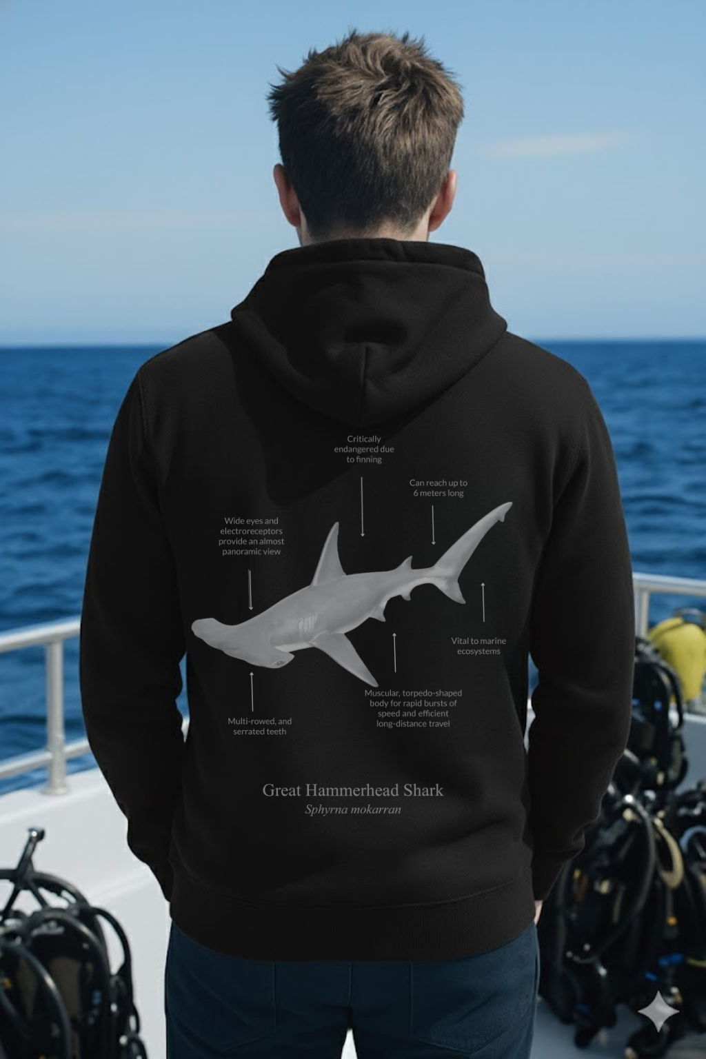 Hoodie (NEW) Tiburón Martillo colores oscuros