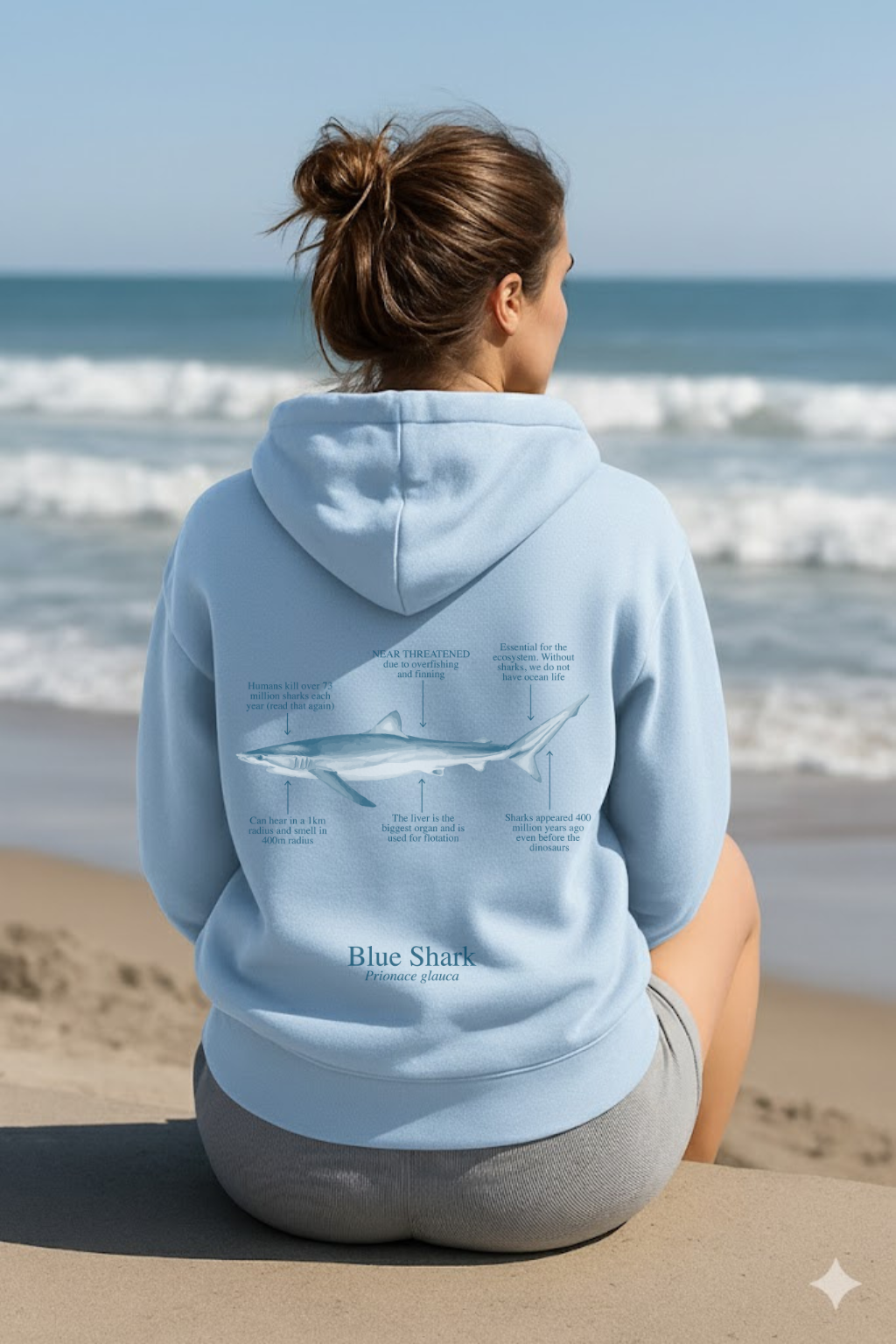 Hoodie (NEW) Tiburón azul colores claros