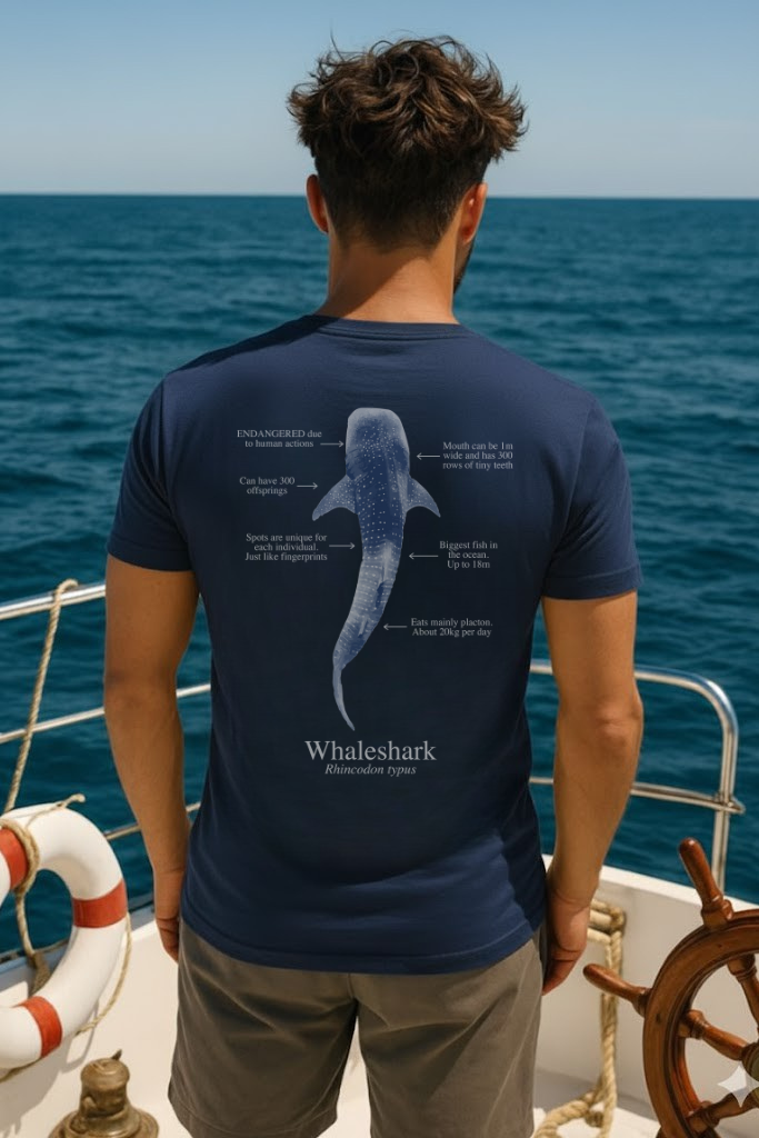 Camiseta 100% algodón - Tiburón ballena colores oscuros
