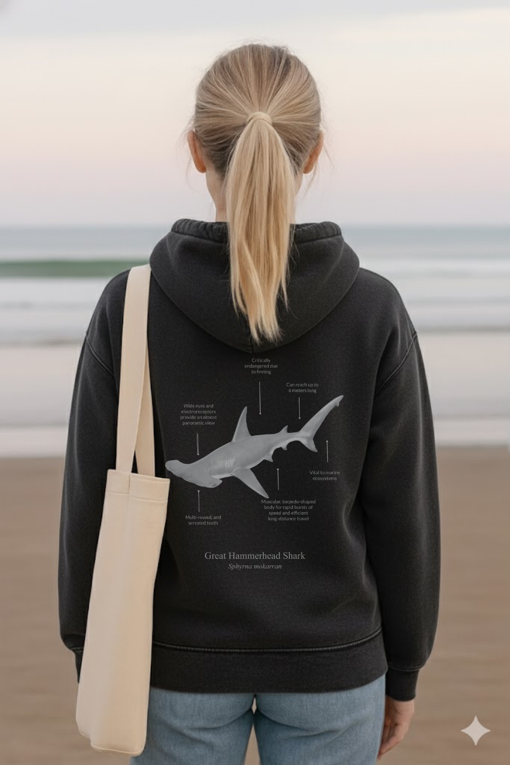 Hoodie (NEW) Tiburón Martillo colores oscuros