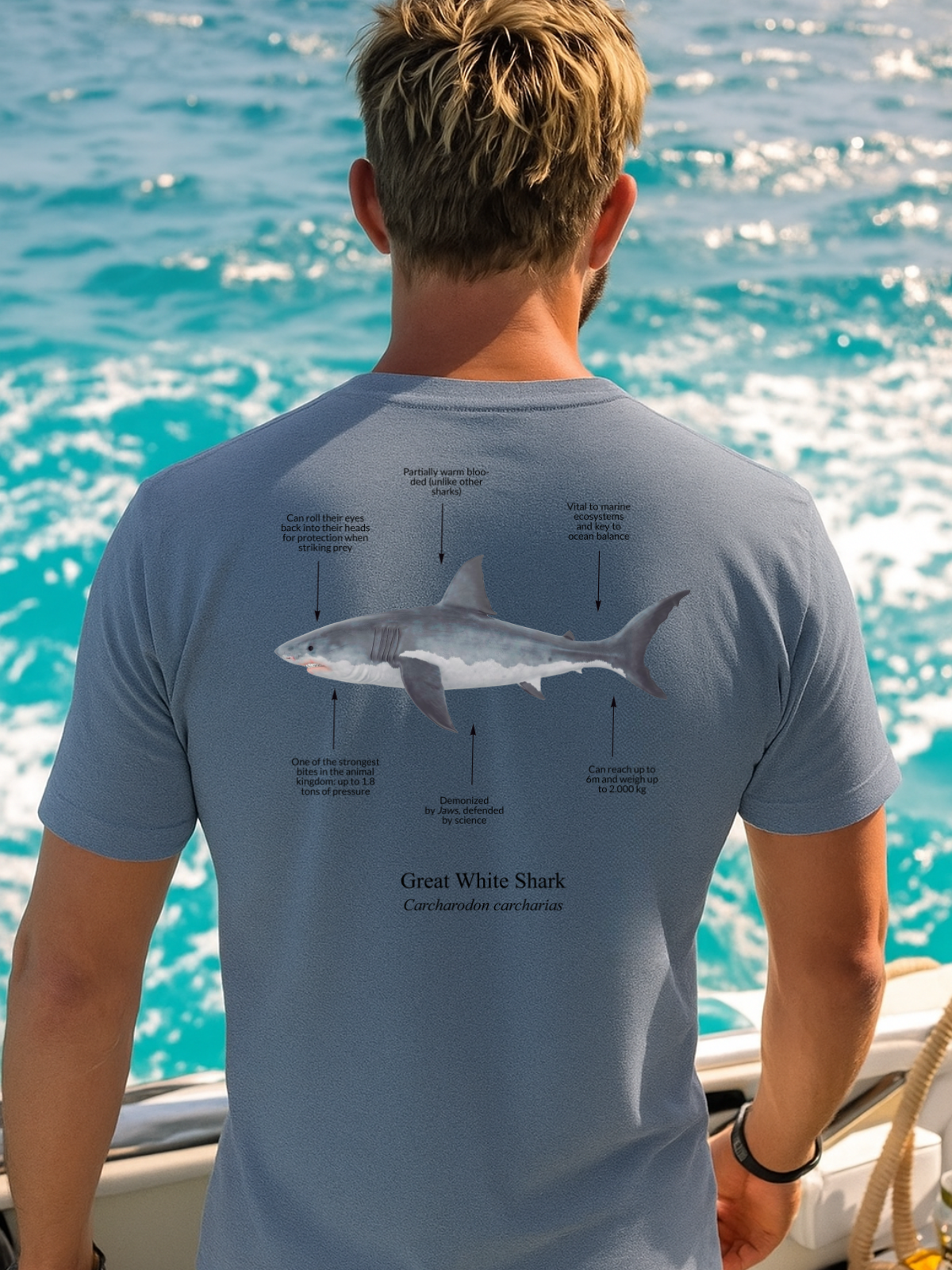 Camiseta 100% algodón orgánico Tiburón Blanco