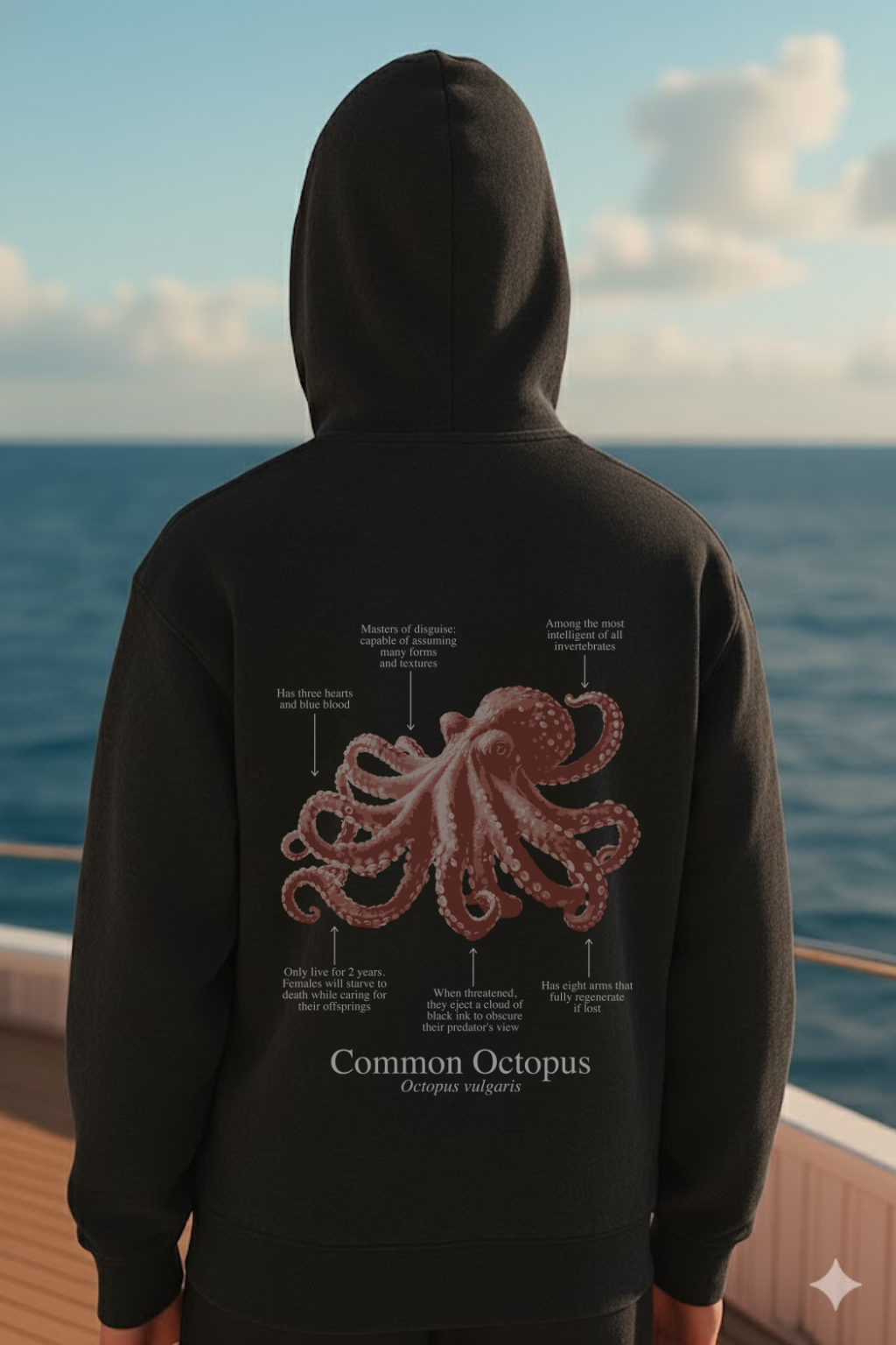 Hoodie (NEW) Pulpo colores oscuros