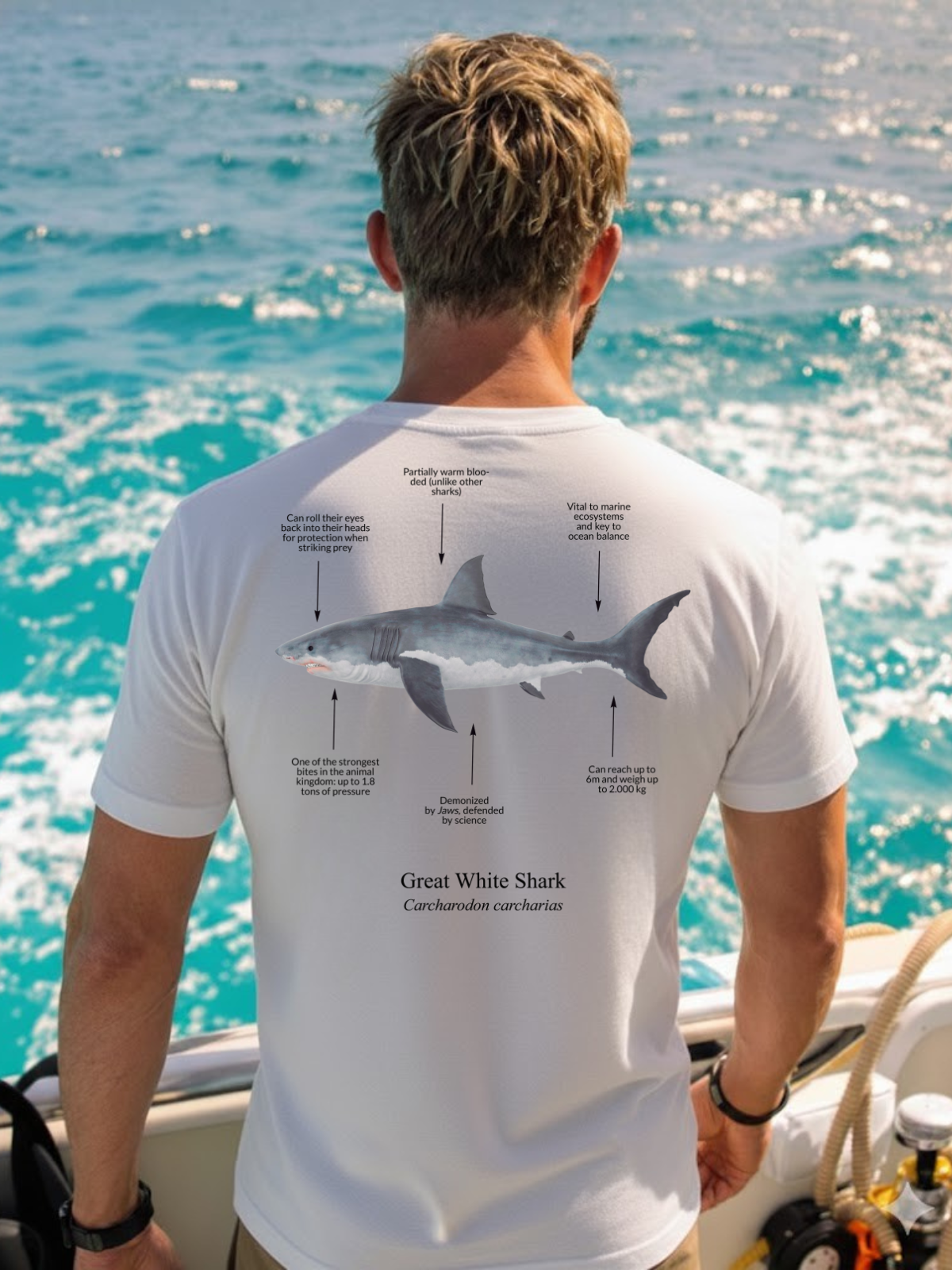 Camiseta 100% algodón orgánico Tiburón Blanco