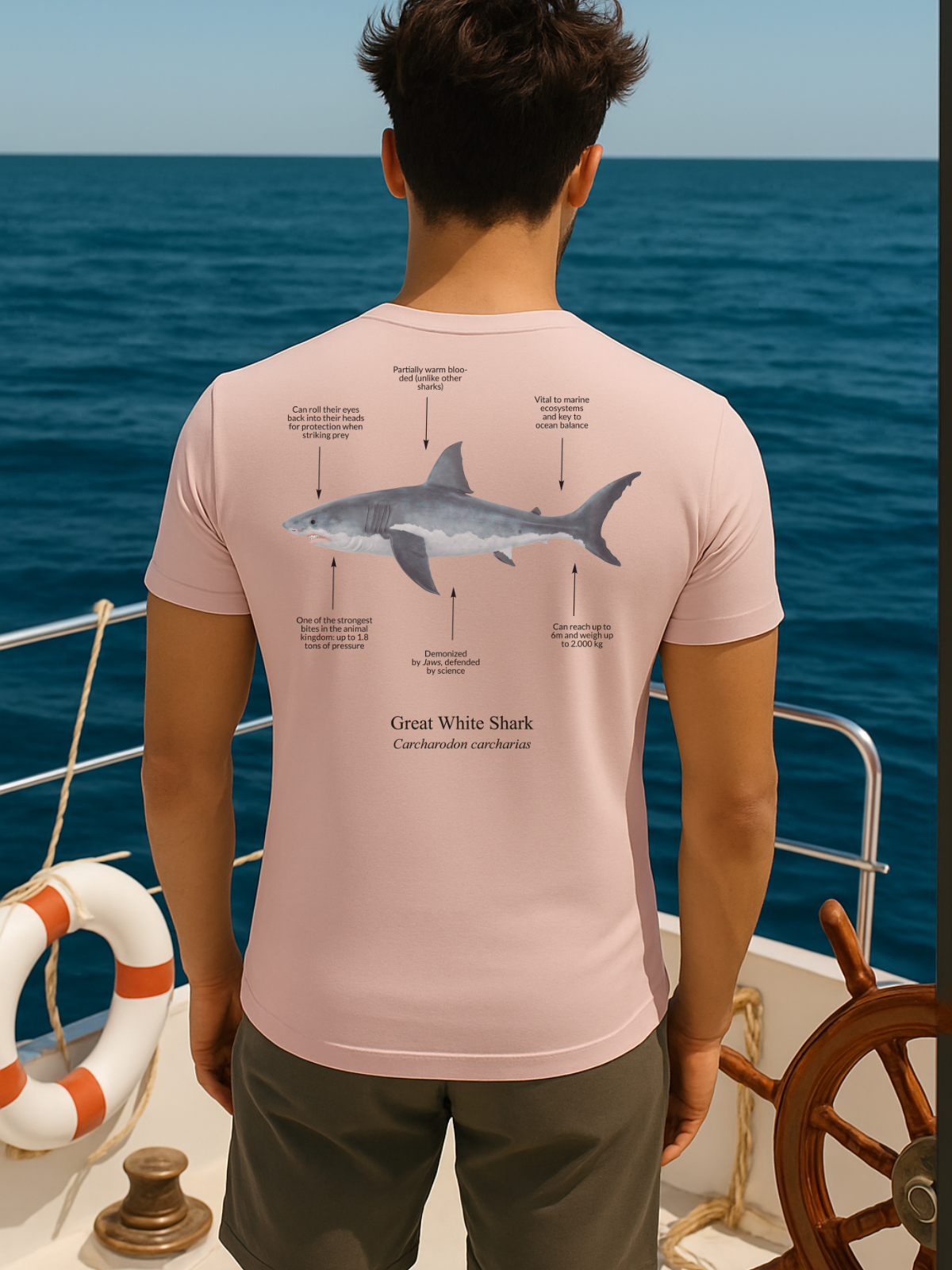 Camiseta 100% algodón orgánico Tiburón Blanco