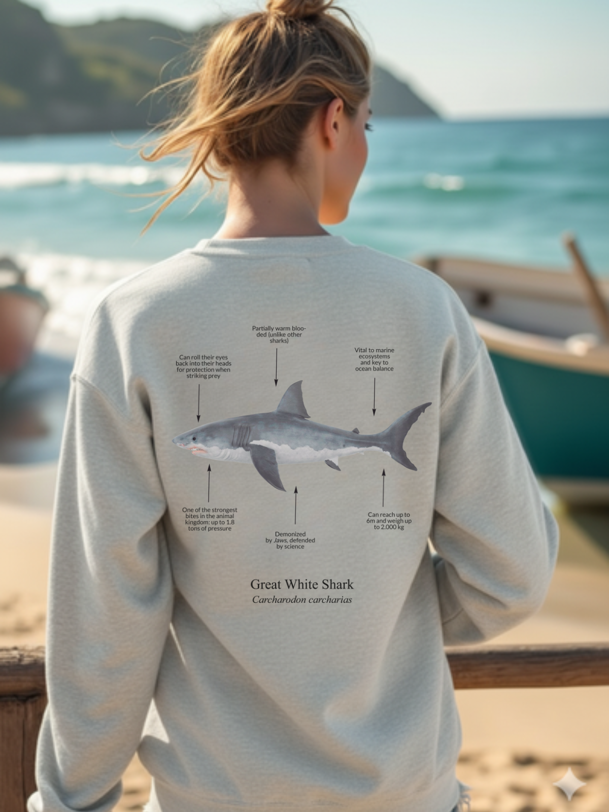 Sudadera sin capucha Tiburón Blanco