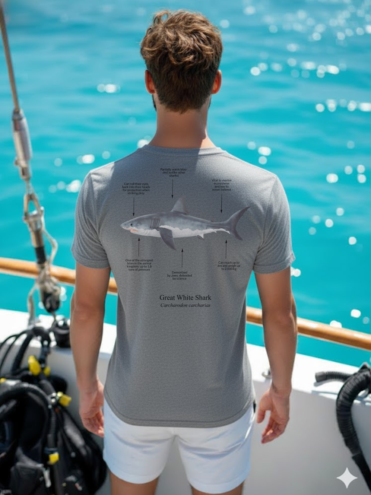 Camiseta 100% algodón orgánico Tiburón Blanco