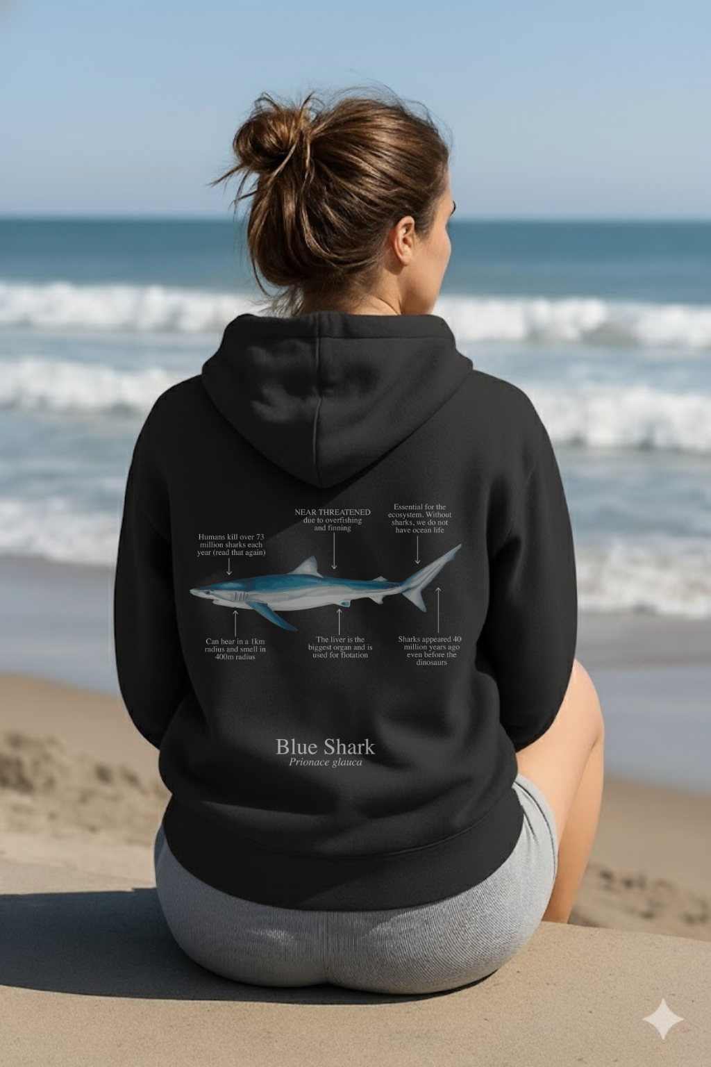 Hoodie (NEW) Tiburón Azul colores oscuros