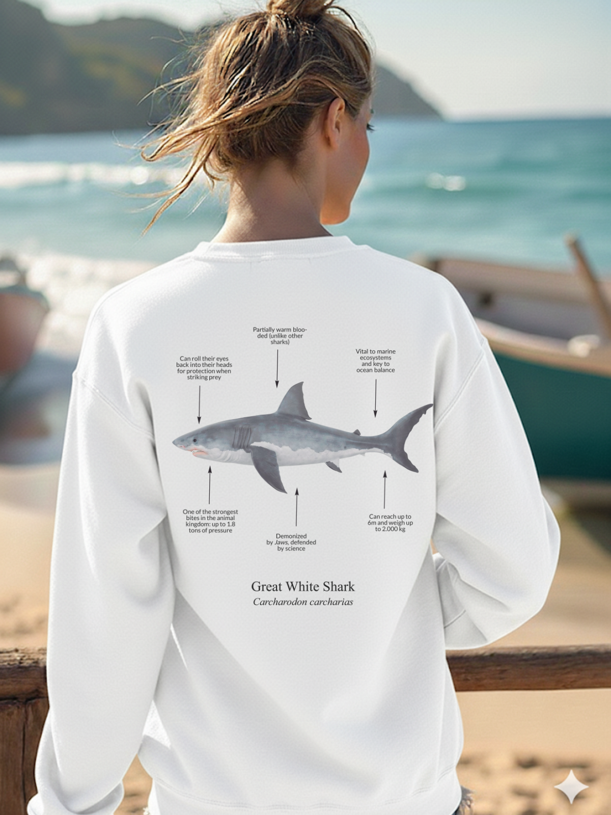 Sudadera sin capucha Tiburón Blanco