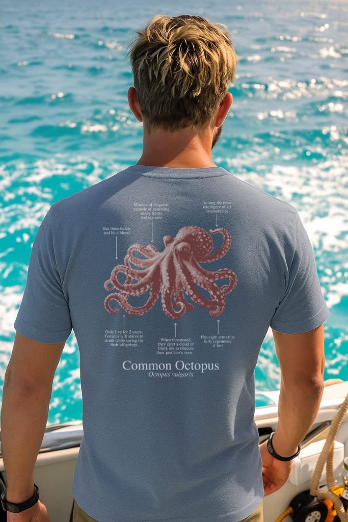 100% ECO cotton Octopus T-shirt in dark colors