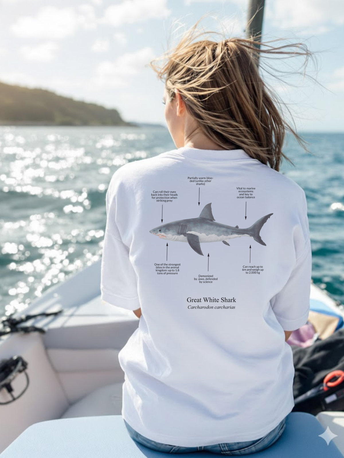Camiseta 100% algodón orgánico Tiburón Blanco