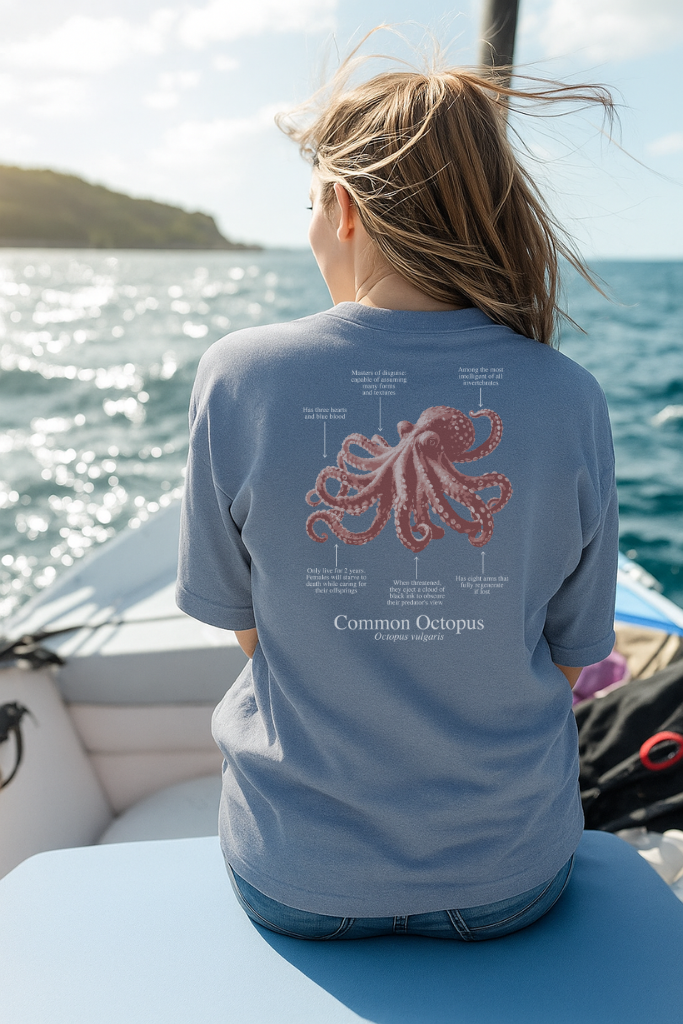 100% ECO cotton Octopus T-shirt in dark colors