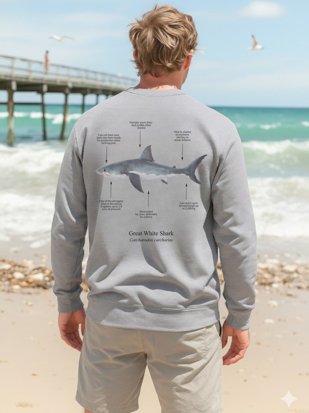 Sudadera sin capucha Tiburón Blanco