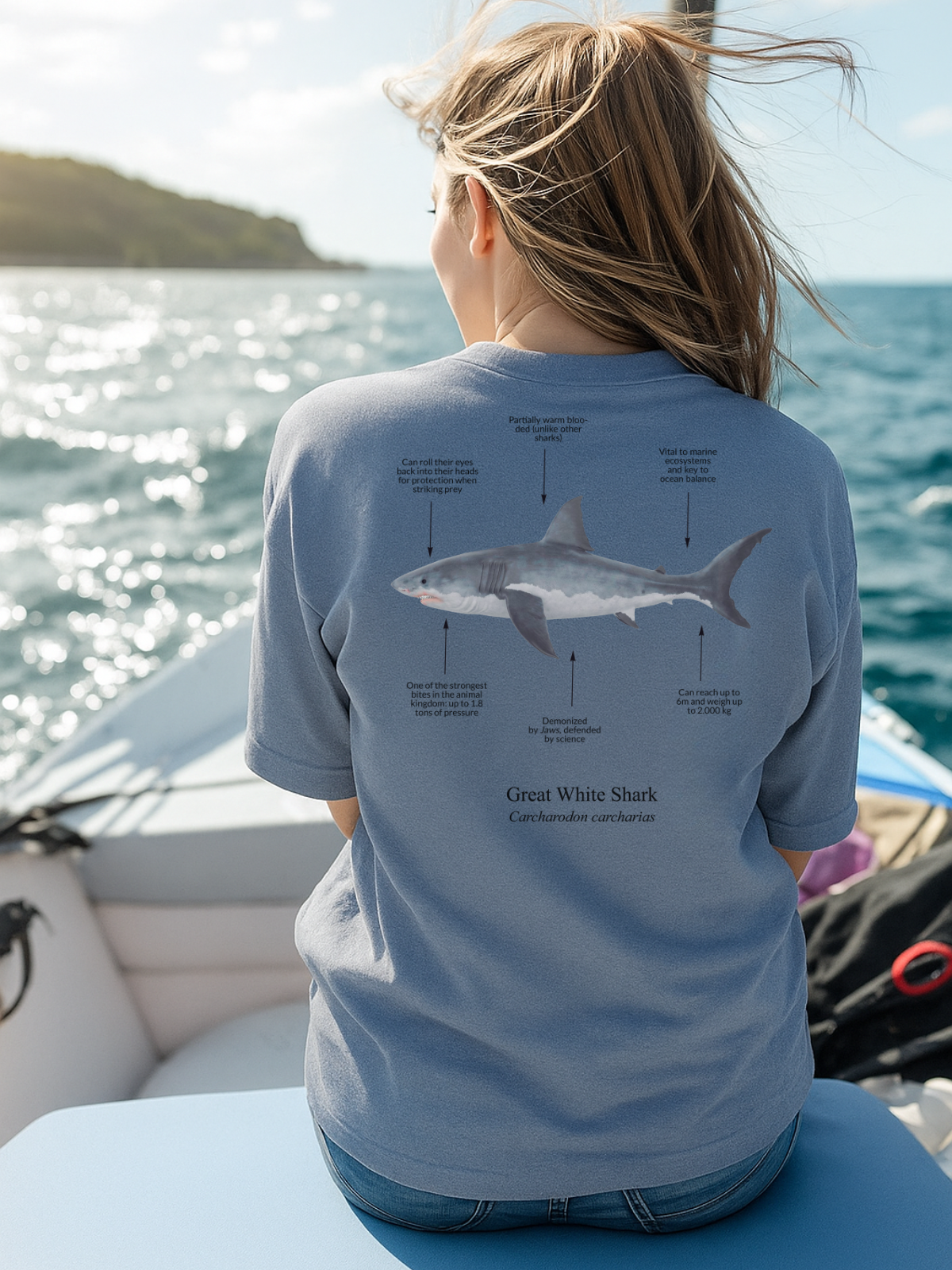 Camiseta 100% algodón orgánico Tiburón Blanco