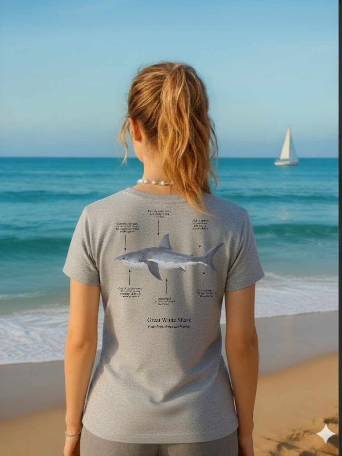 Camiseta 100% algodón orgánico Tiburón Blanco