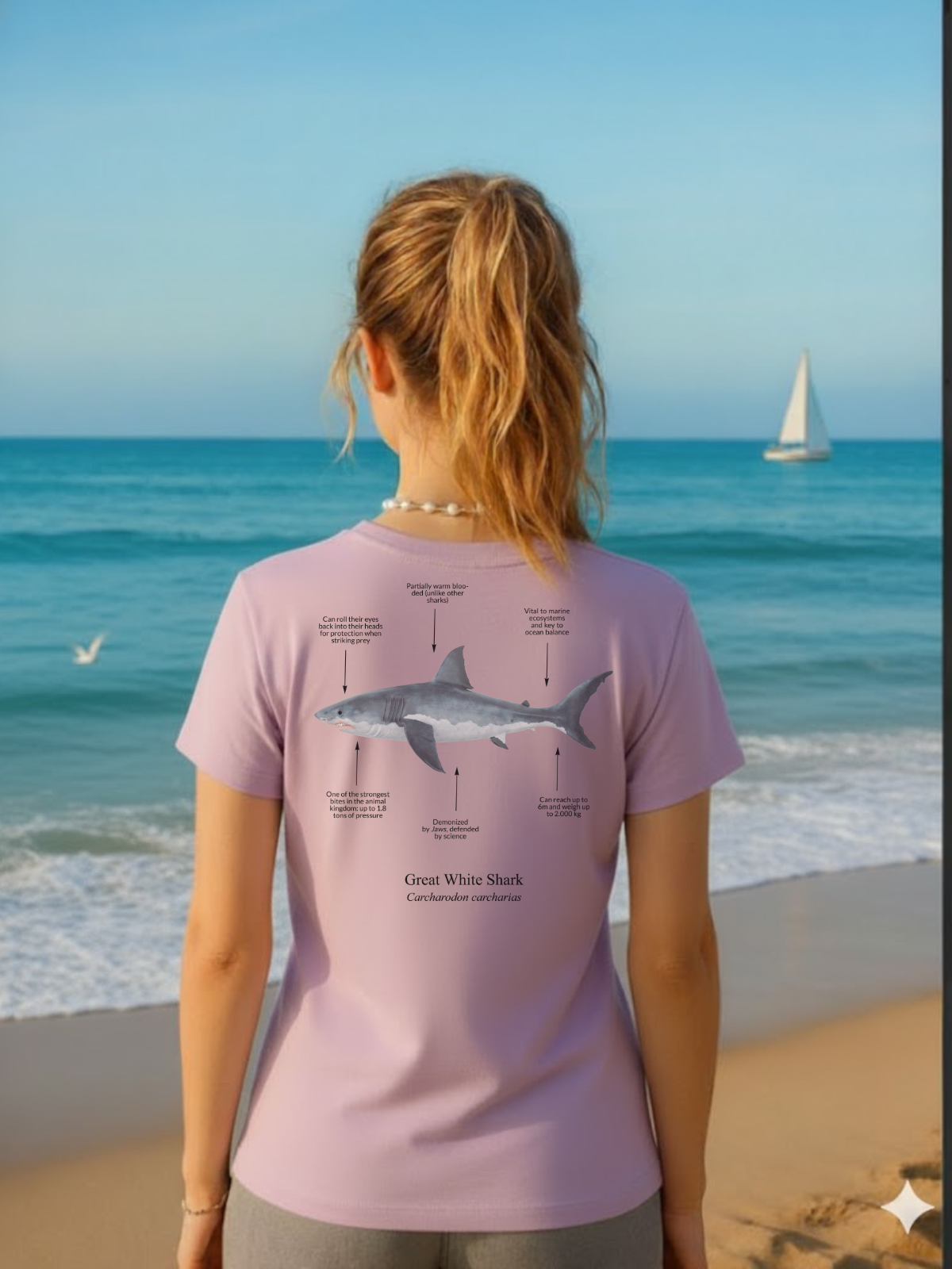 Camiseta 100% algodón orgánico Tiburón Blanco