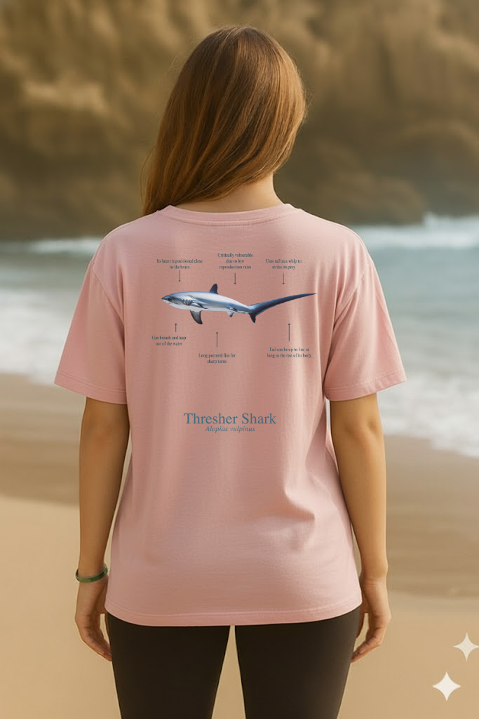 Camiseta de 100% algodón - Tiburón Zorro - colores claros - Unisex