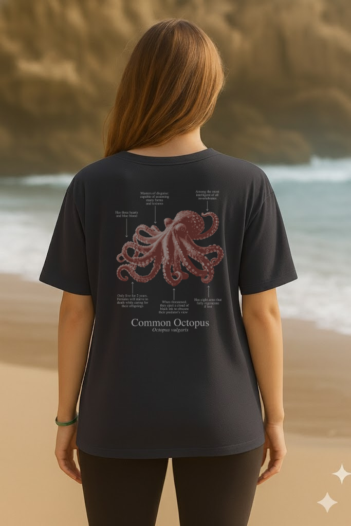100% ECO cotton Octopus T-shirt in dark colors