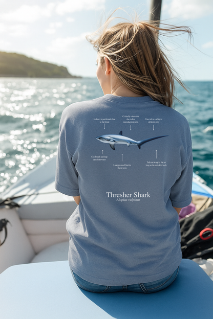 Camiseta de 100% algodón - Tiburón Zorro - colores oscuros - Unisex