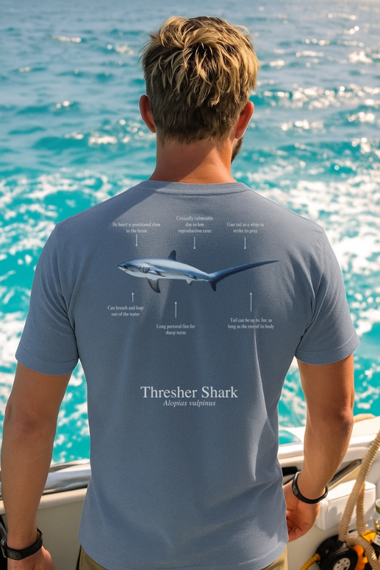 Camiseta de 100% algodón - Tiburón Zorro - colores oscuros - Unisex