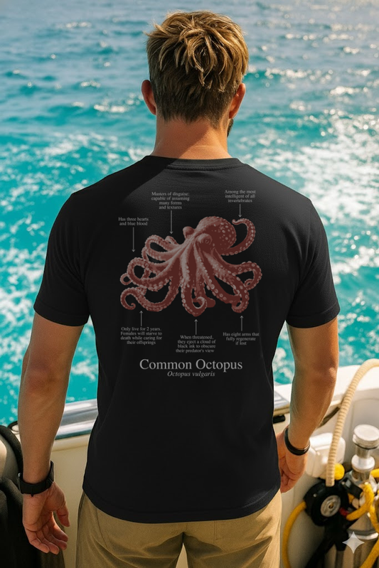 100% ECO cotton Octopus T-shirt in dark colors