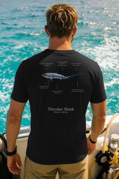 Camiseta de 100% algodón - Tiburón Zorro - colores oscuros - Unisex