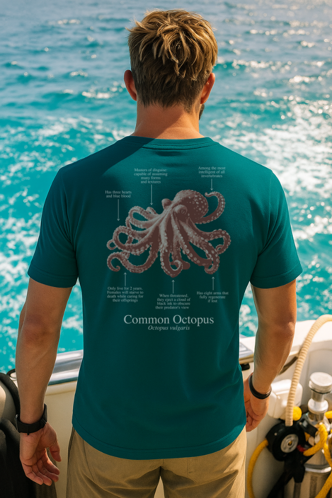 100% ECO cotton Octopus T-shirt in dark colors