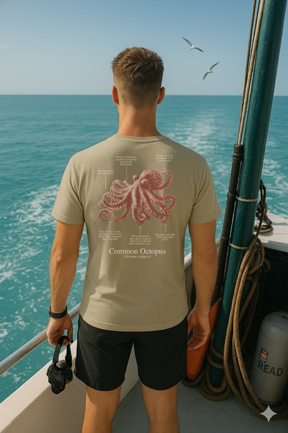 100% ECO cotton Octopus T-shirt in dark colors