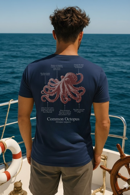 100% ECO cotton Octopus T-shirt in dark colors