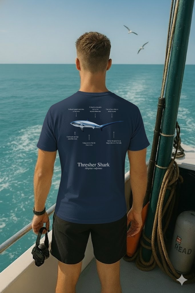 Camiseta de 100% algodón - Tiburón Zorro - colores oscuros - Unisex